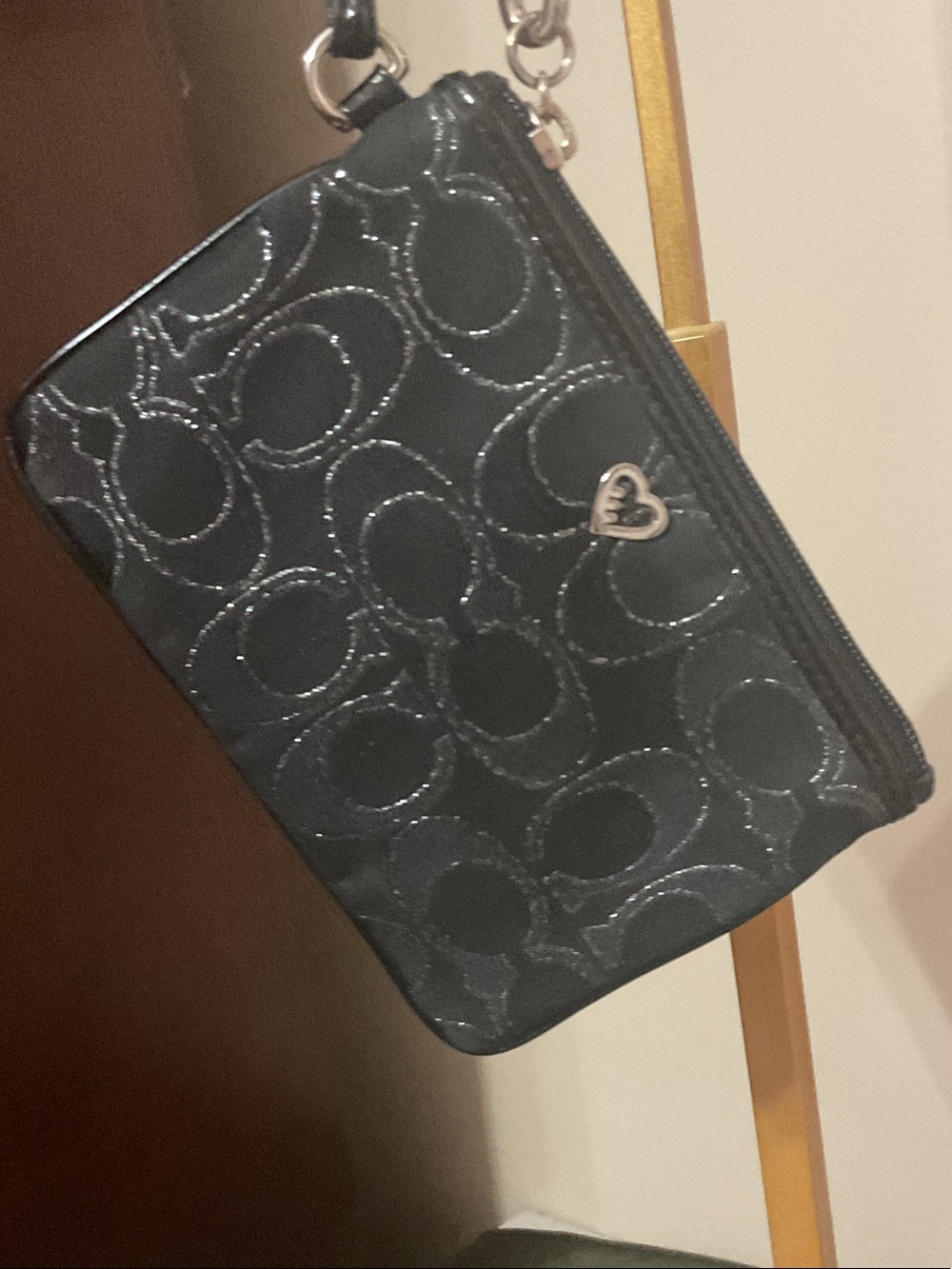 Coach Black Signature Logo Wallet Wristlet